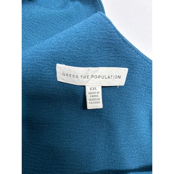 NEW! Dress the Population Georgina One-Shoulder Maxi Dress in Peacock blue XXL - Picture 8 of 12